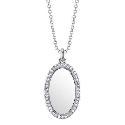 0.11Ct 14K W/G Diamond Oval Necklace