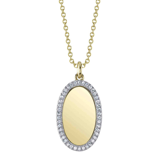 0.11Ct 14K Y/G Diamond Oval Necklace