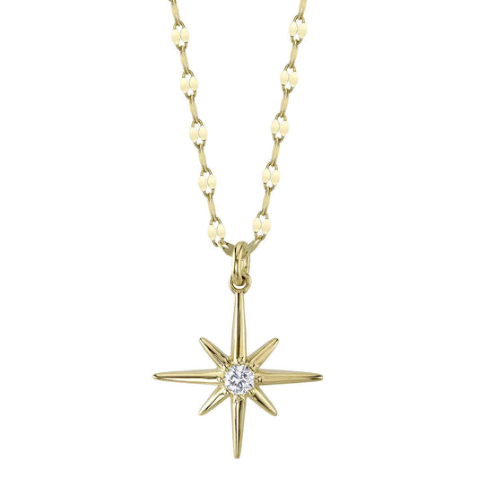 0.08Ct 14K Y/G Diamond North Star Sparkle Chain Necklace