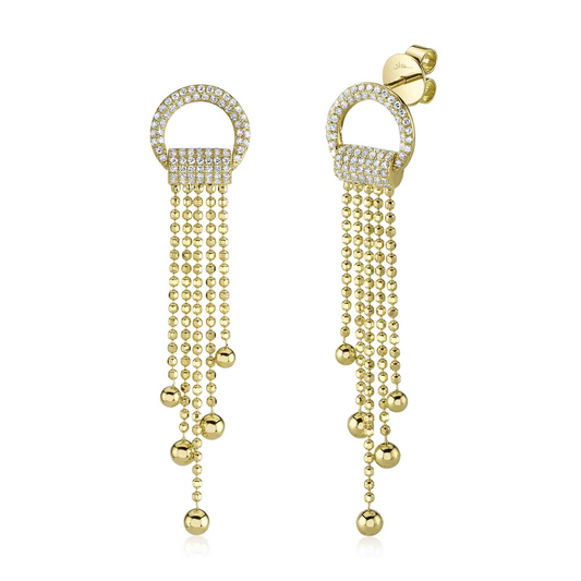 0.42Ct 14K Y/G Diamond Faceted Ball Chain Fringe Earring