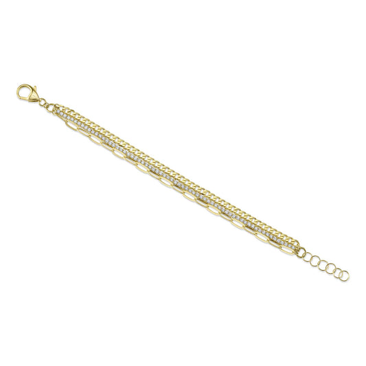 1.23Ct 14K Y/G Diamond Tennis Paper Clip Link Bracelet