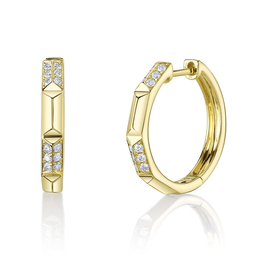 0.24Ct 14K Y/G Diamond Geo Cut Hoop Earring