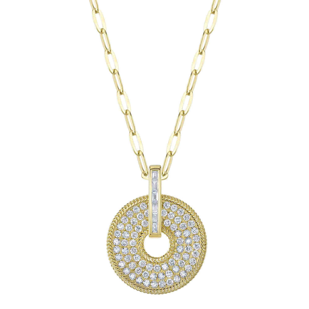 1.03Ct 14K Y/G Diamond Circle Paper Clip Link Necklace