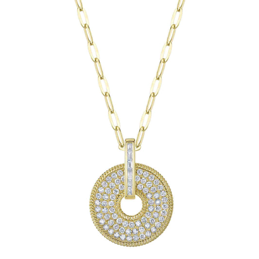 1.03Ct 14K Y/G Diamond Circle Paper Clip Link Necklace