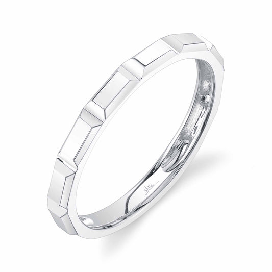 14K W/G Geo Cut Band