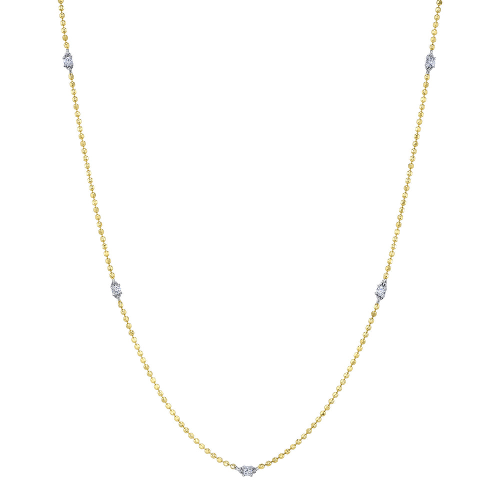 0.13Ct 14K2T Y/W Diamonds By The Yard Faceted Ball Chain Necklace