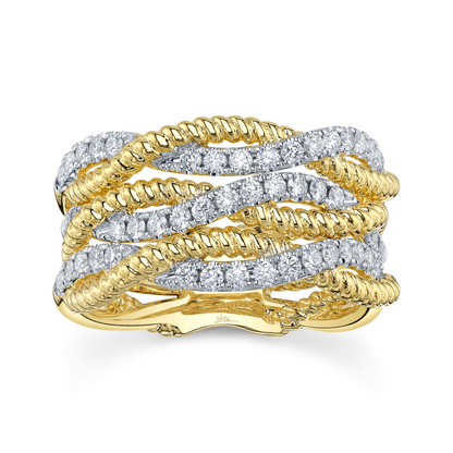 0.62Ct 14K Y/G Diamond Twisted Ring