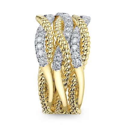 0.62Ct 14K Y/G Diamond Twisted Ring
