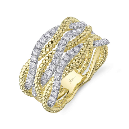 0.62Ct 14K Y/G Diamond Twisted Ring