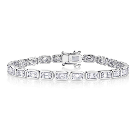 1.53Ct 14K W/G Diamond Baguette Tennis Bracelet