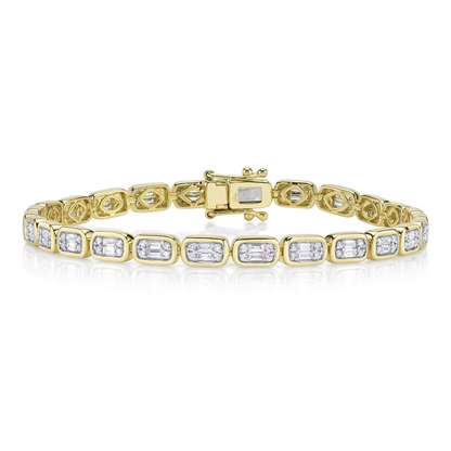 1.53Ct 14K Y/G Diamond Baguette Tennis Bracelet