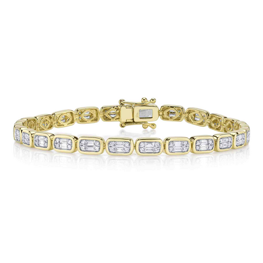 1.53Ct 14K Y/G Diamond Baguette Tennis Bracelet
