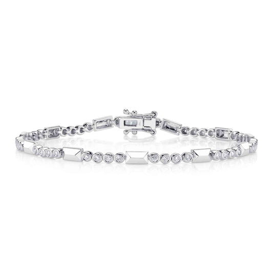 0.54Ct 14K W/G Diamond Bezel Geo Cut Bracelet