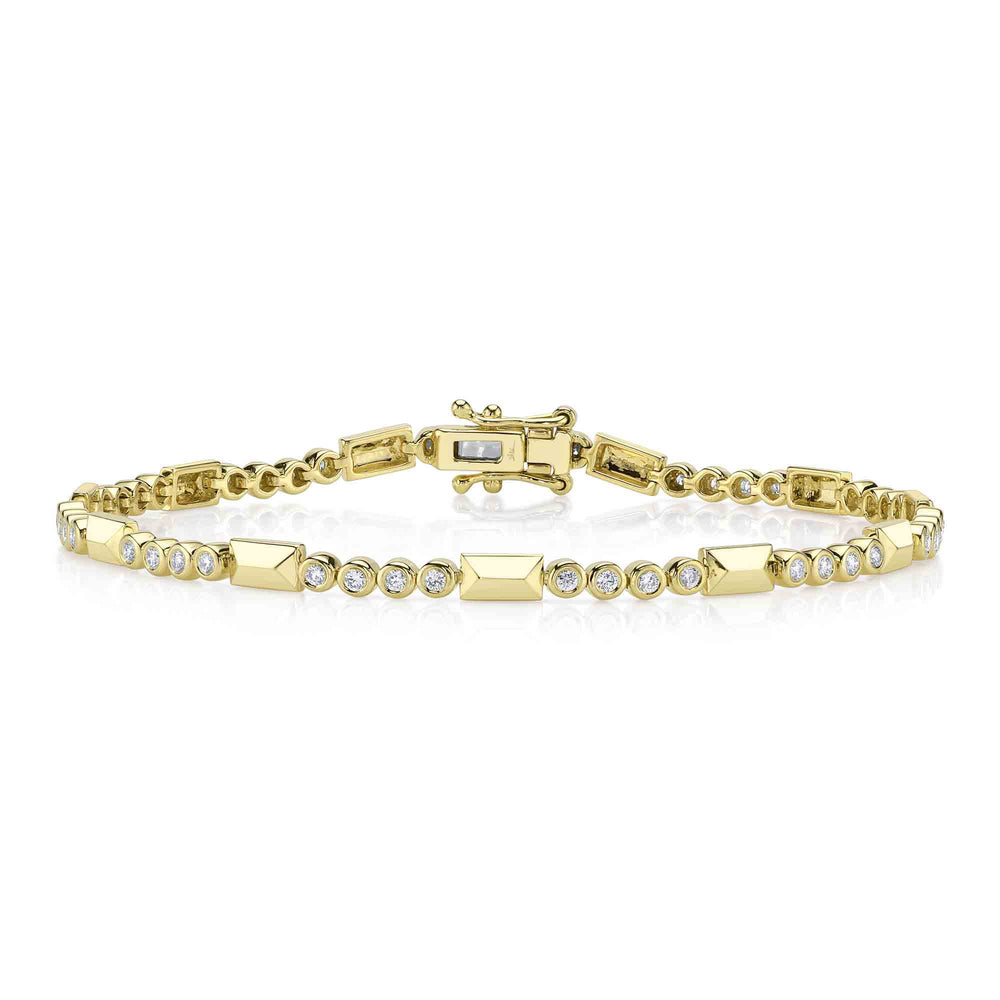 0.54Ct 14K Y/G Diamond Bezel Geo Cut Bracelet