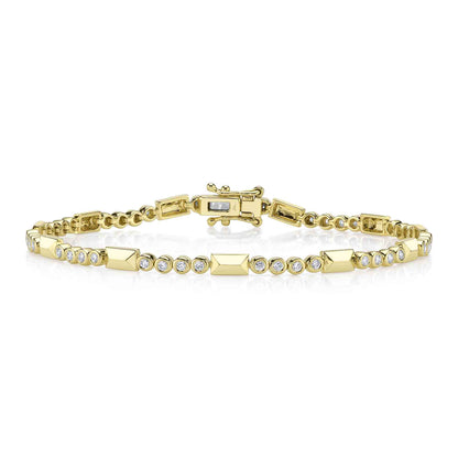 0.54Ct 14K Y/G Diamond Bezel Geo Cut Bracelet