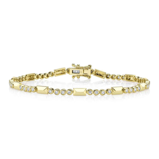0.54Ct 14K Y/G Diamond Bezel Geo Cut Bracelet