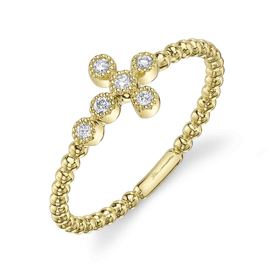 0.08Ct 14K Y/G Diamond Sideway Cross Ring