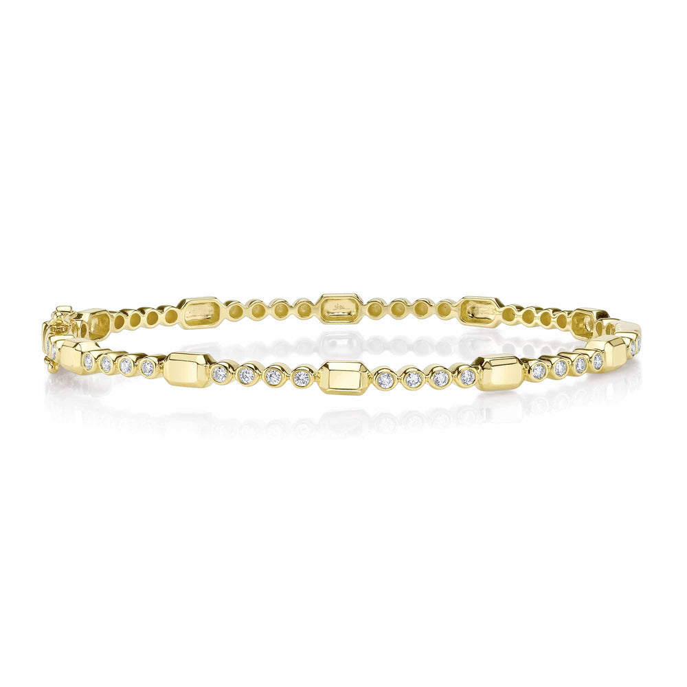 0.30Ct 14K Y/G Diamond Bezel Geo Cut Bangle