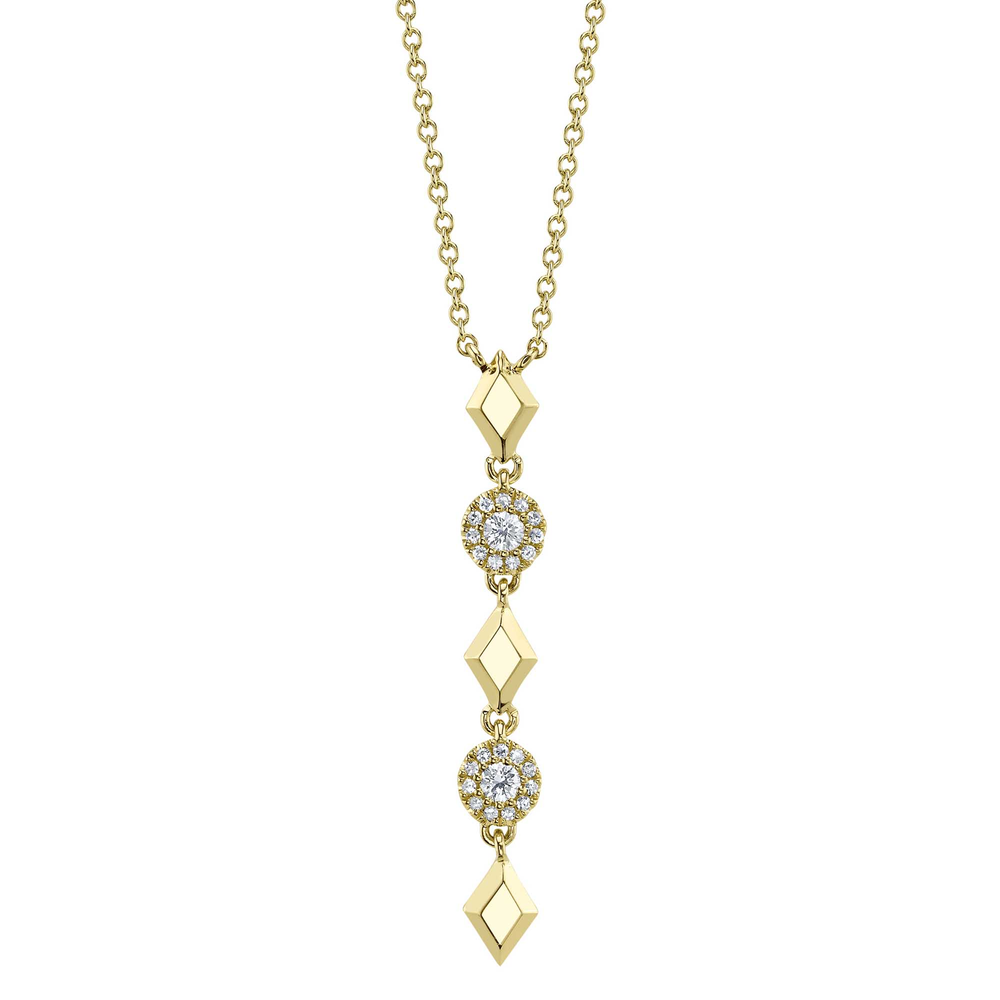 0.13Ct 14K Y/G Diamond Geo Cut Lariat Necklace