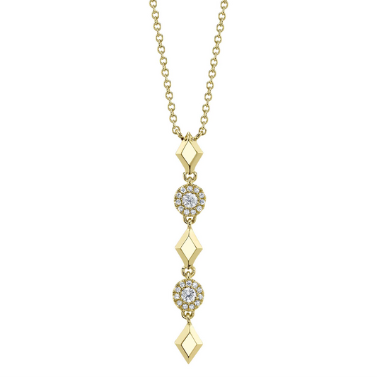0.13Ct 14K Y/G Diamond Geo Cut Lariat Necklace