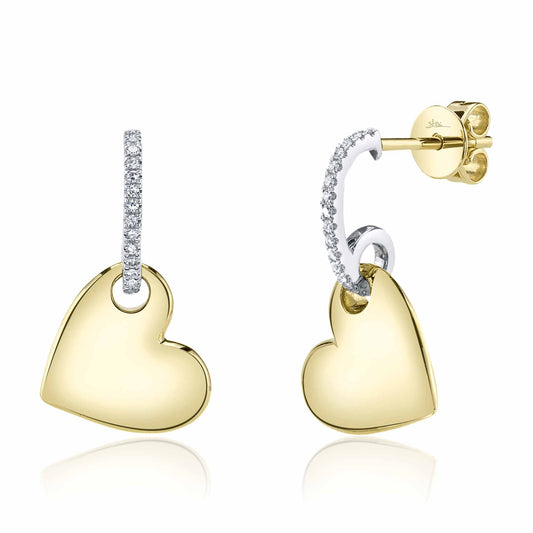 0.08Ct 14K2T Y/W Diamond Heart Earring
