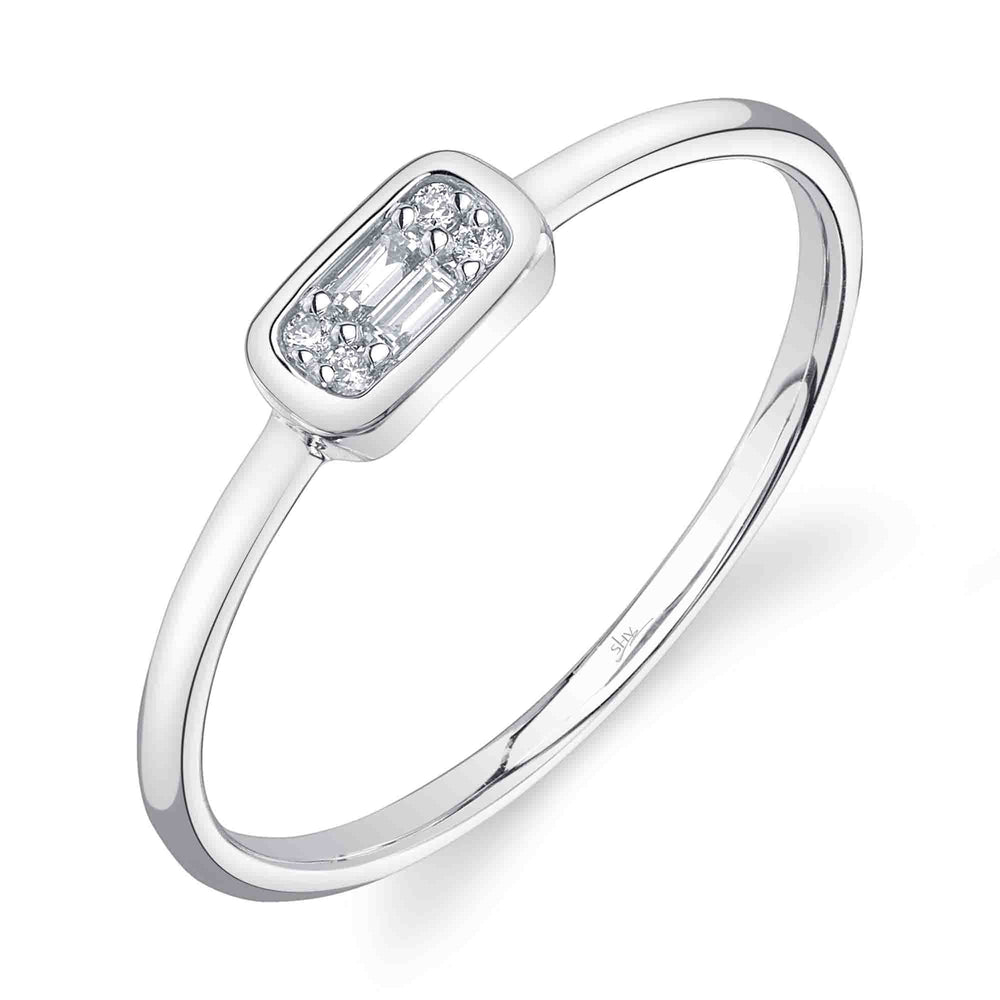 0.07Ct 14K W/G Diamond Baguette Ring