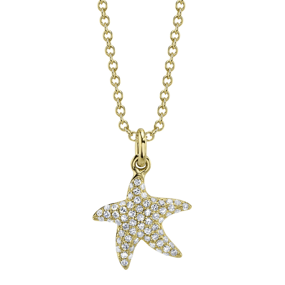0.15Ct 14K Y/G Diamond Starfish Necklace