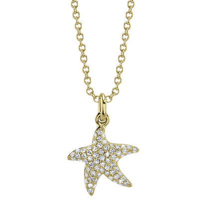 0.15Ct 14K Y/G Diamond Starfish Necklace