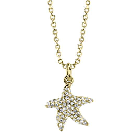 0.15Ct 14K Y/G Diamond Starfish Necklace