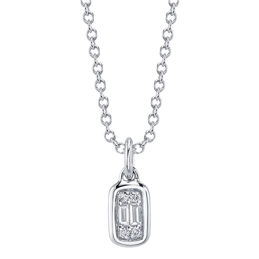 0.07Ct 14K W/G Diamond Baguette Necklace