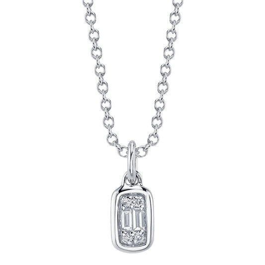 0.07Ct 14K W/G Diamond Baguette Necklace