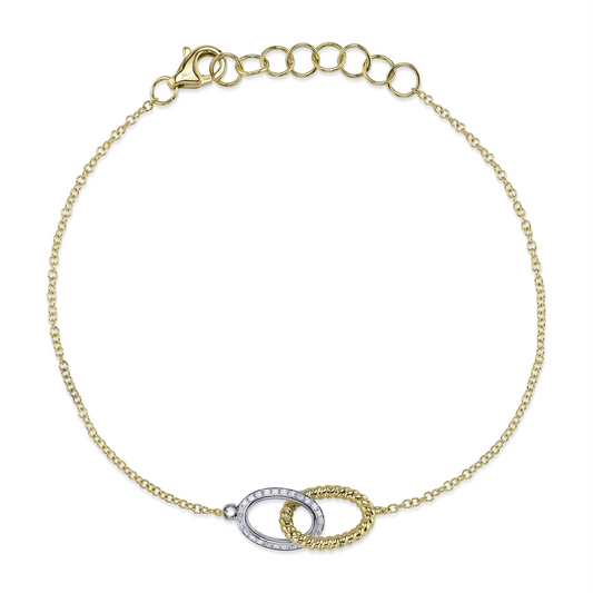 0.11Ct 14K2T Y/W Diamond Oval Bracelet