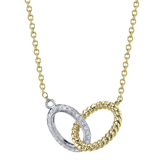 0.11Ct 14K2T Y/W Diamond Oval Necklace