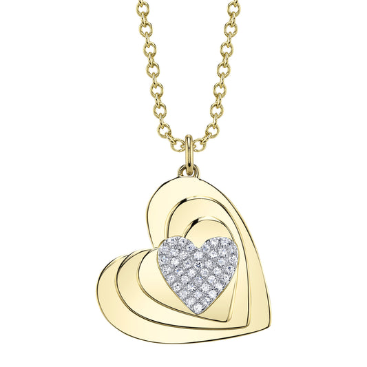 0.09Ct 14K Y/G Diamond Pave Heart Necklace