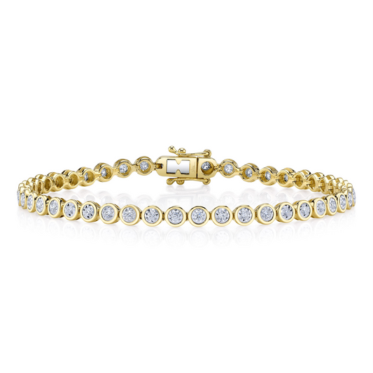 0.65Ct 14K Y/G Diamond Bezel Stella Tennis Bracelet