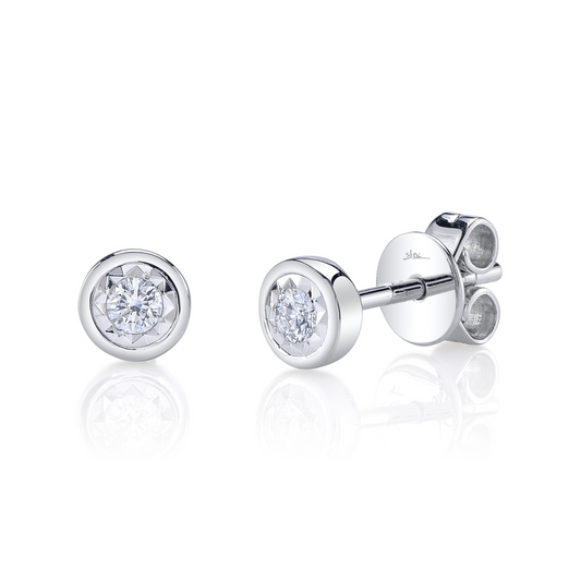 0.10Ct 14K W/G Diamond Bezel Stella Stud Earring