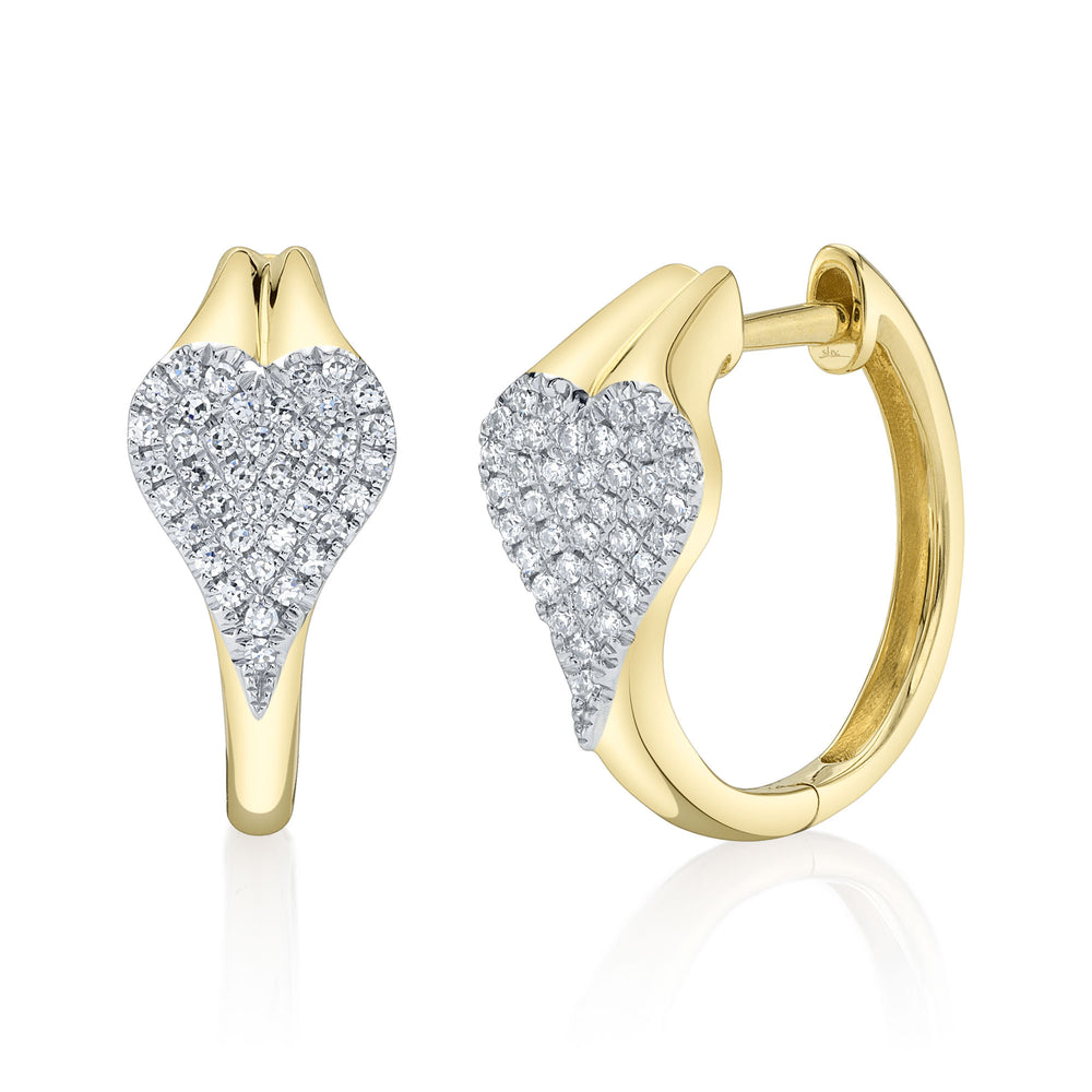 0.17Ct 14K Y/G Diamond Pave Heart Huggie Earring