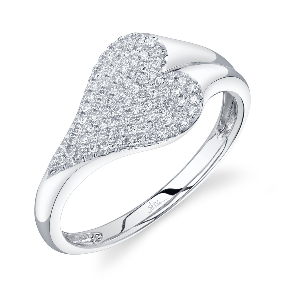 0.18Ct 14K W/G Diamond Pave Heart Ring