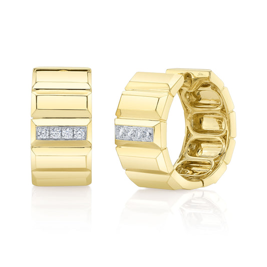0.10Ct 14K Y/G Diamond Geo Cut Hoop Earring