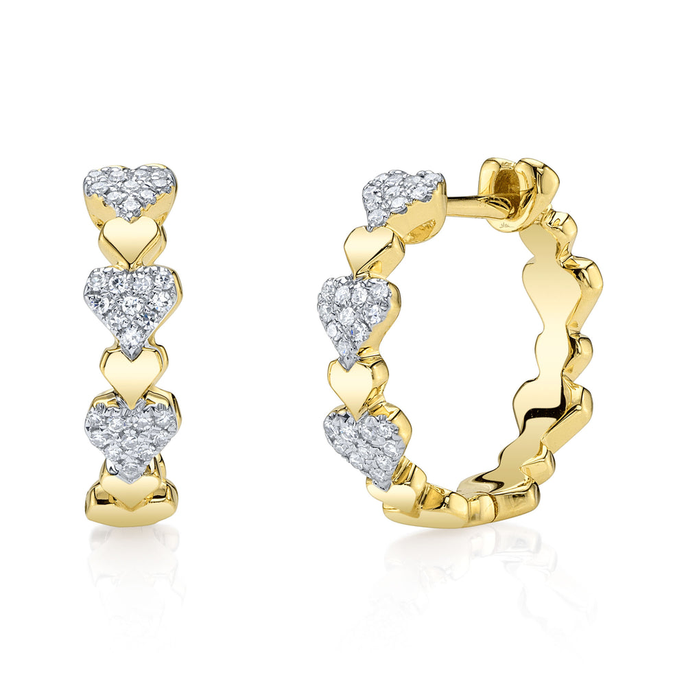 0.13Ct 14K Y/G Diamond Pave Heart Huggie Earring