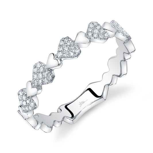 0.11Ct 14K W/G Diamond Pave Heart Band