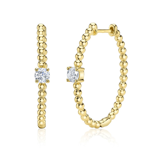 0.37Ct 14K Y/G Diamond Oval Hoop Earring