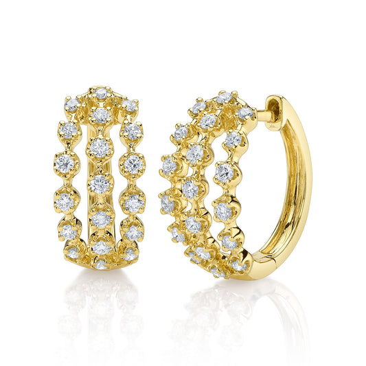 0.42Ct 14K Y/G Diamond Crown Setting Huggie Earring