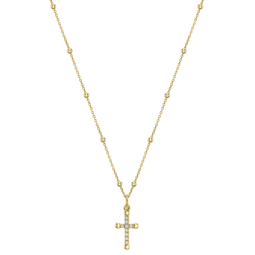 0.08Ct 14K Y/G Diamond Cross Necklace