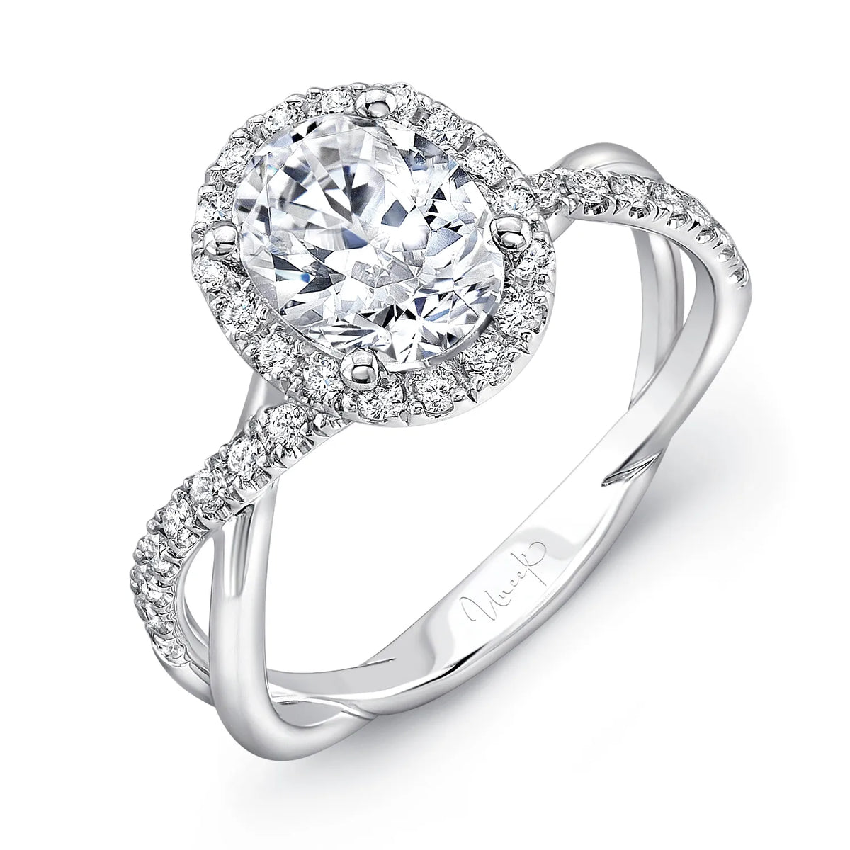 Uneek Infinity Collection Halo Oval Shaped Engagement Ring