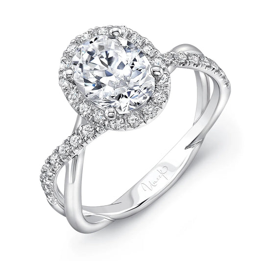 Uneek Infinity Collection Halo Oval Shaped Engagement Ring