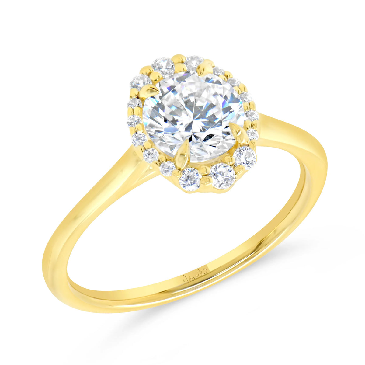 Uneek Petals Collection Halo Round Engagement Ring