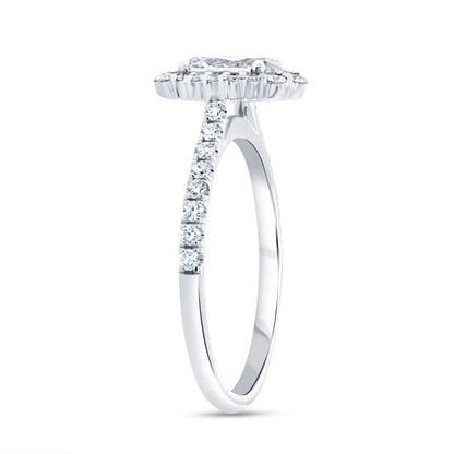 Uneek Petals Collection Halo Oval Shaped Engagement Ring