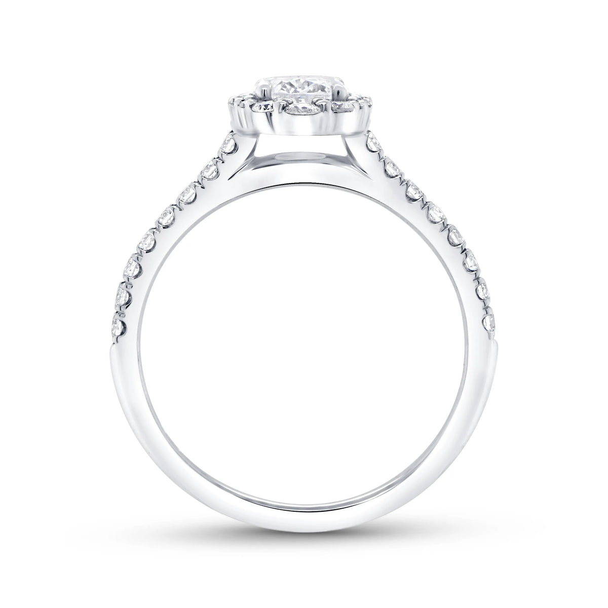 Uneek Petals Collection Halo Oval Shaped Engagement Ring