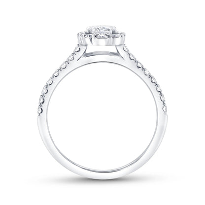 Uneek Petals Collection Halo Oval Shaped Engagement Ring